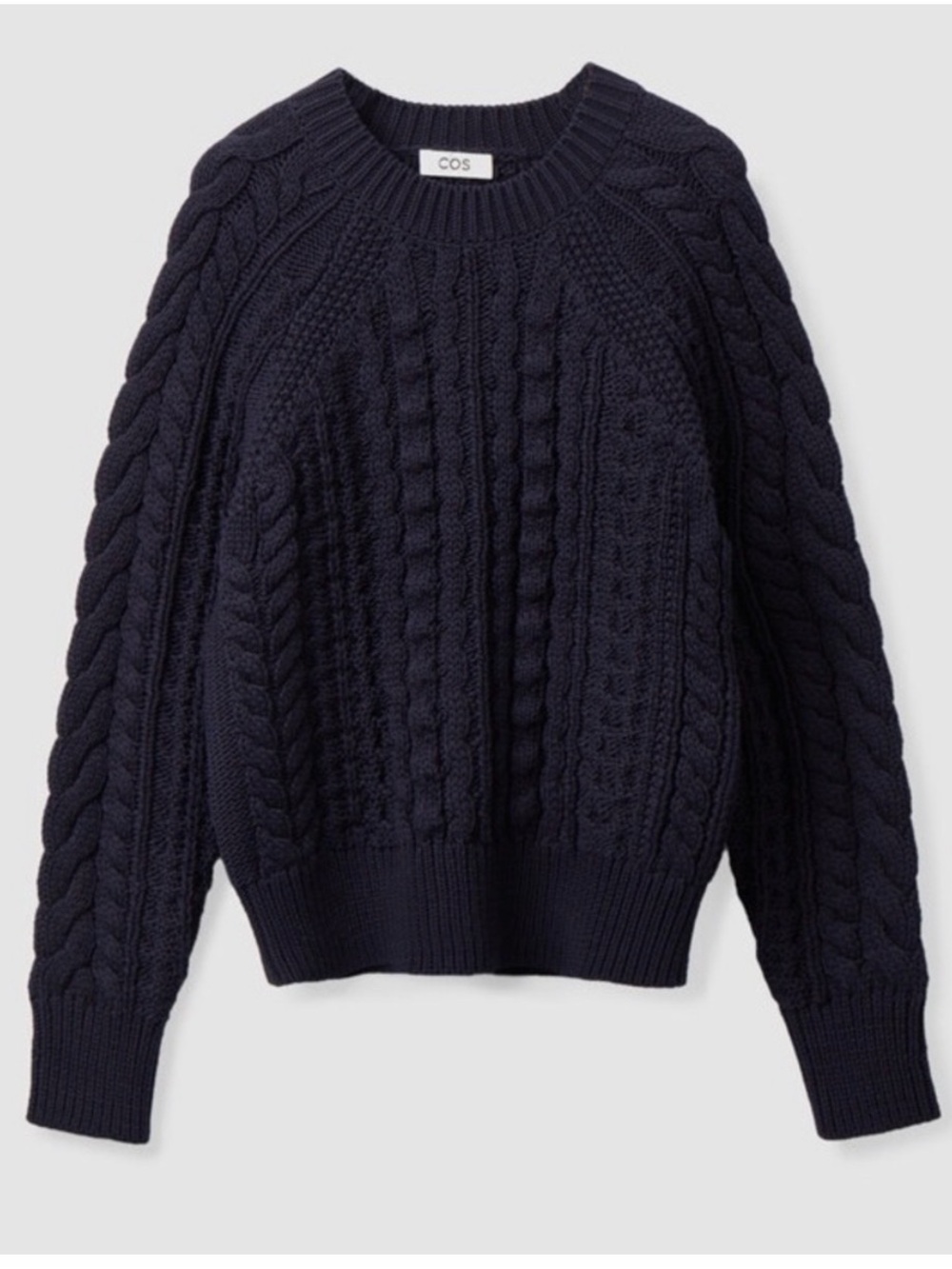 COS Navy Cable-Stitched Crew Sweater